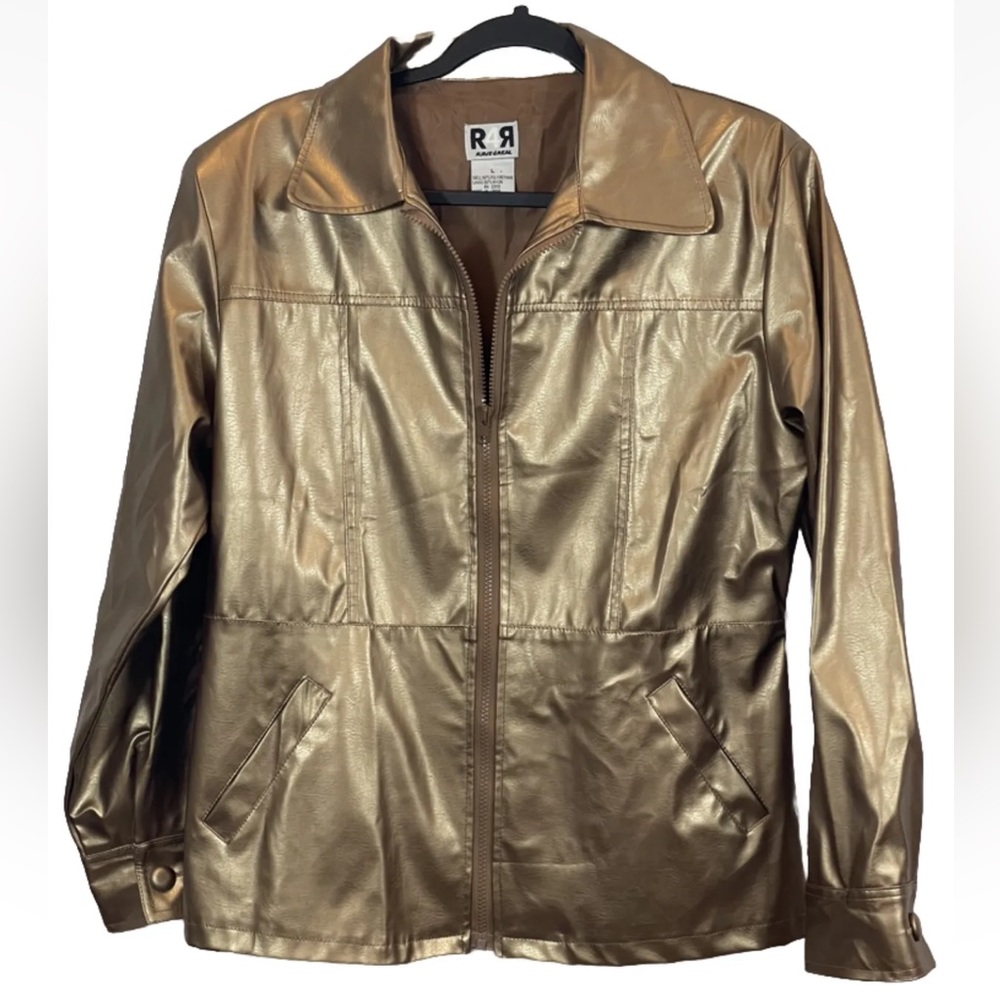 Vintage Rave 4 Real Gold Jacket Zip Up Womens Size L Y2K Gold Rave Coat